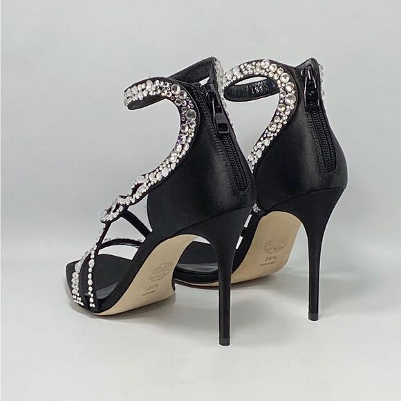 Alexander McQueen Crystal-Embellished Satin High-Heel Sandals size 38.5 - Picture 6 of 12
